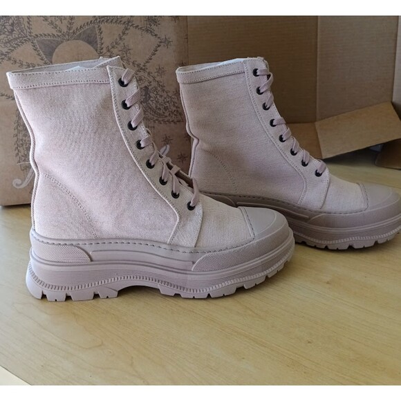 Free People Camp Out Canvas Lace Up Combat Boots Women's Size 10 EU 40 NIB - Picture 3 of 11